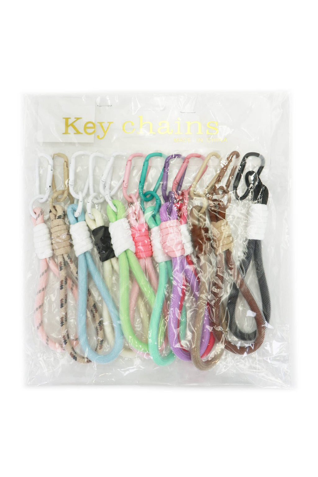 Soft Neutral Toned Mesh Lined Rope Lanyard Keychain