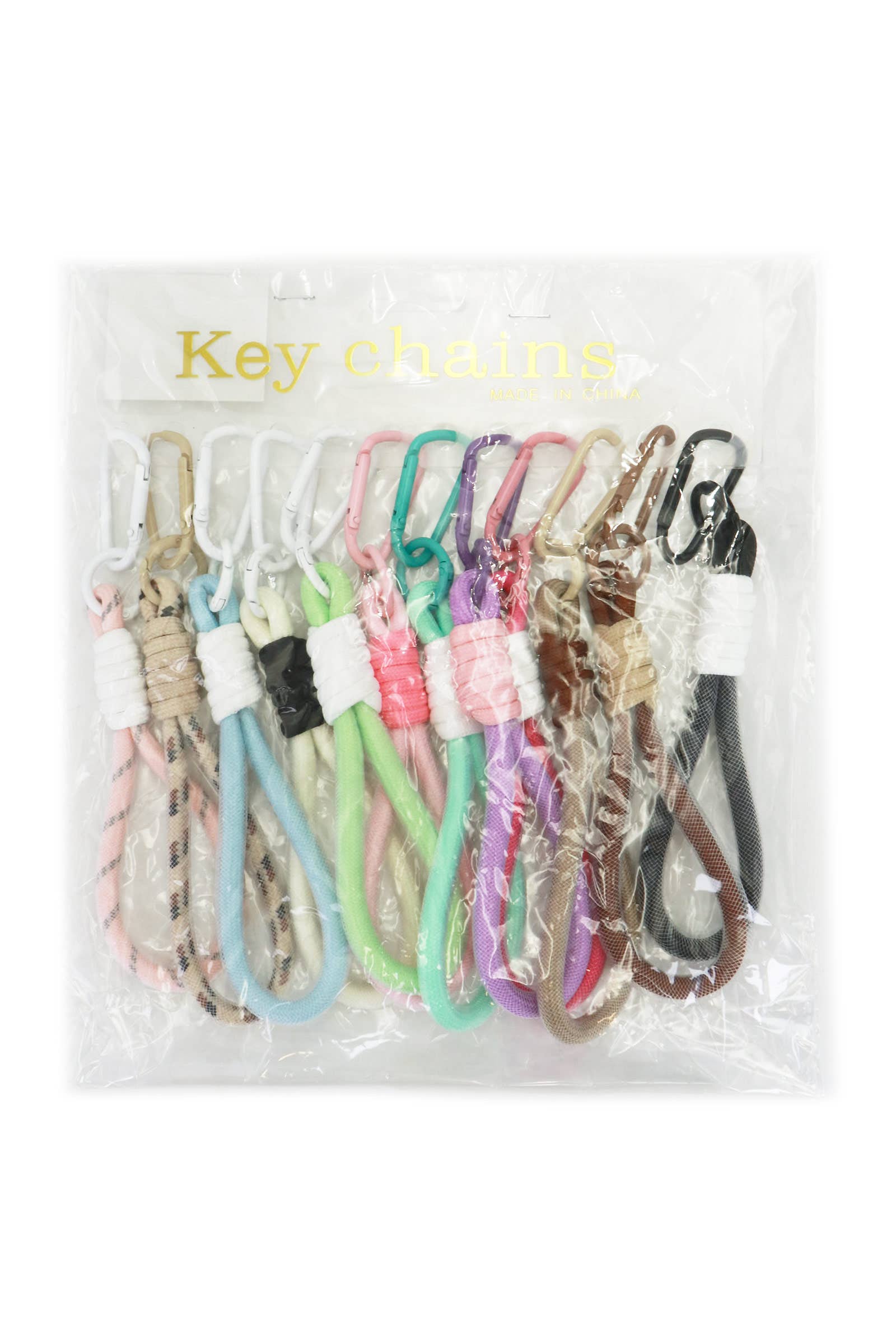 Soft Neutral Toned Mesh Lined Rope Lanyard Keychain