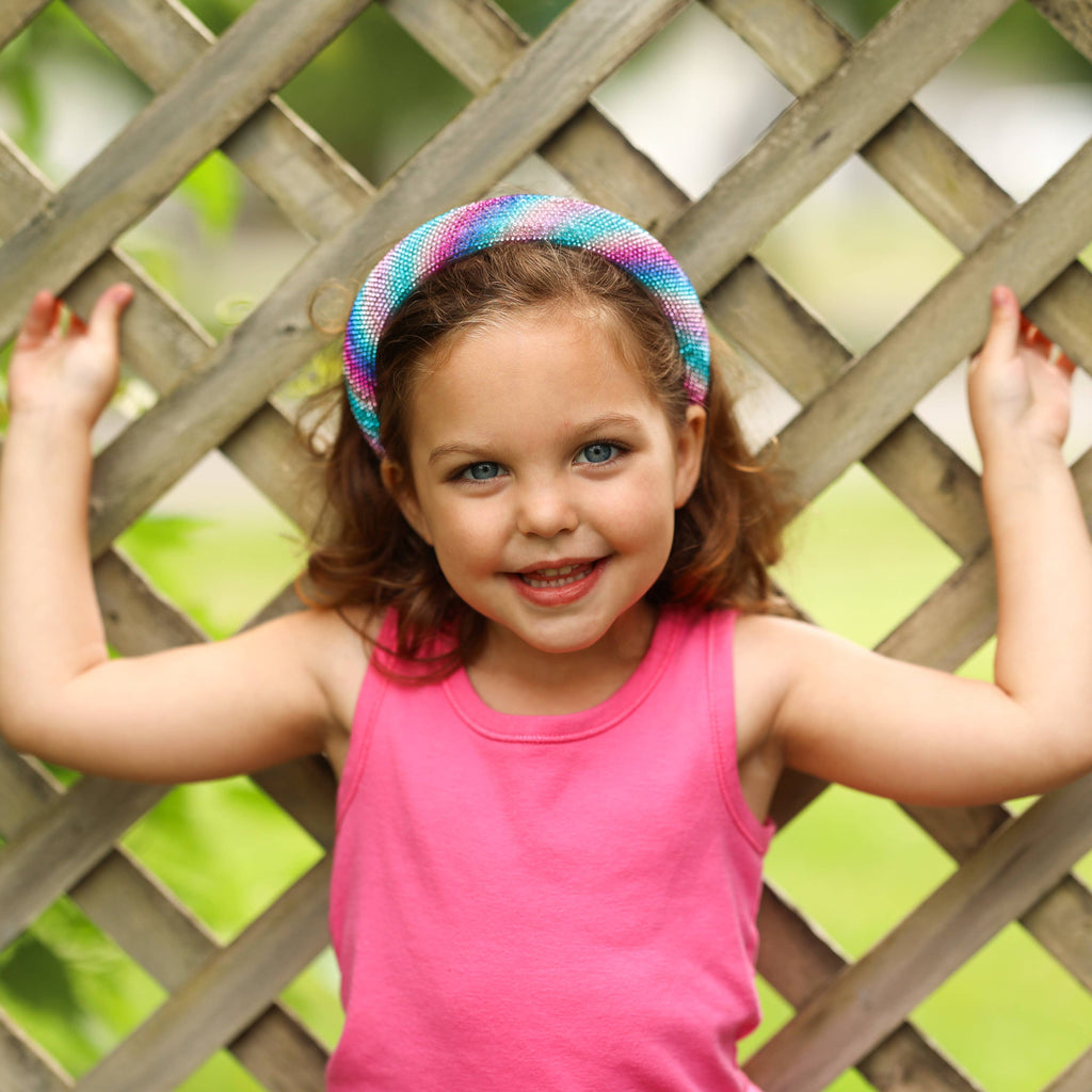 Rhinestone Headband - Padded Rainbow Hair Band