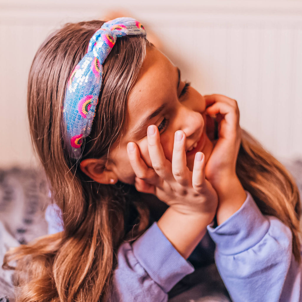 Kids Sequin Knot Headband - Rainbow