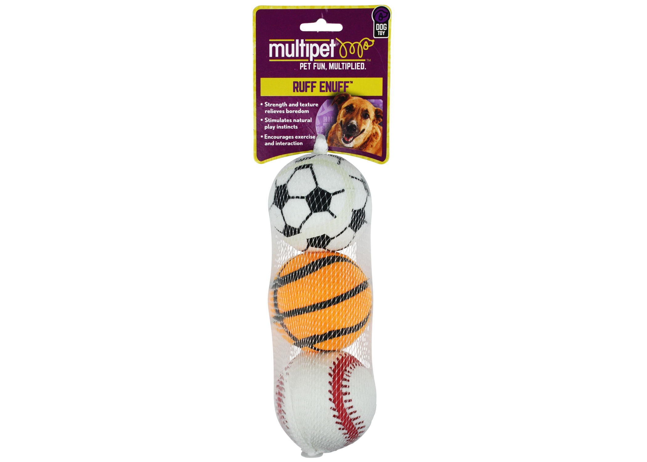 Multipet Tennis Sports Balls - Assorted Sports 3pk