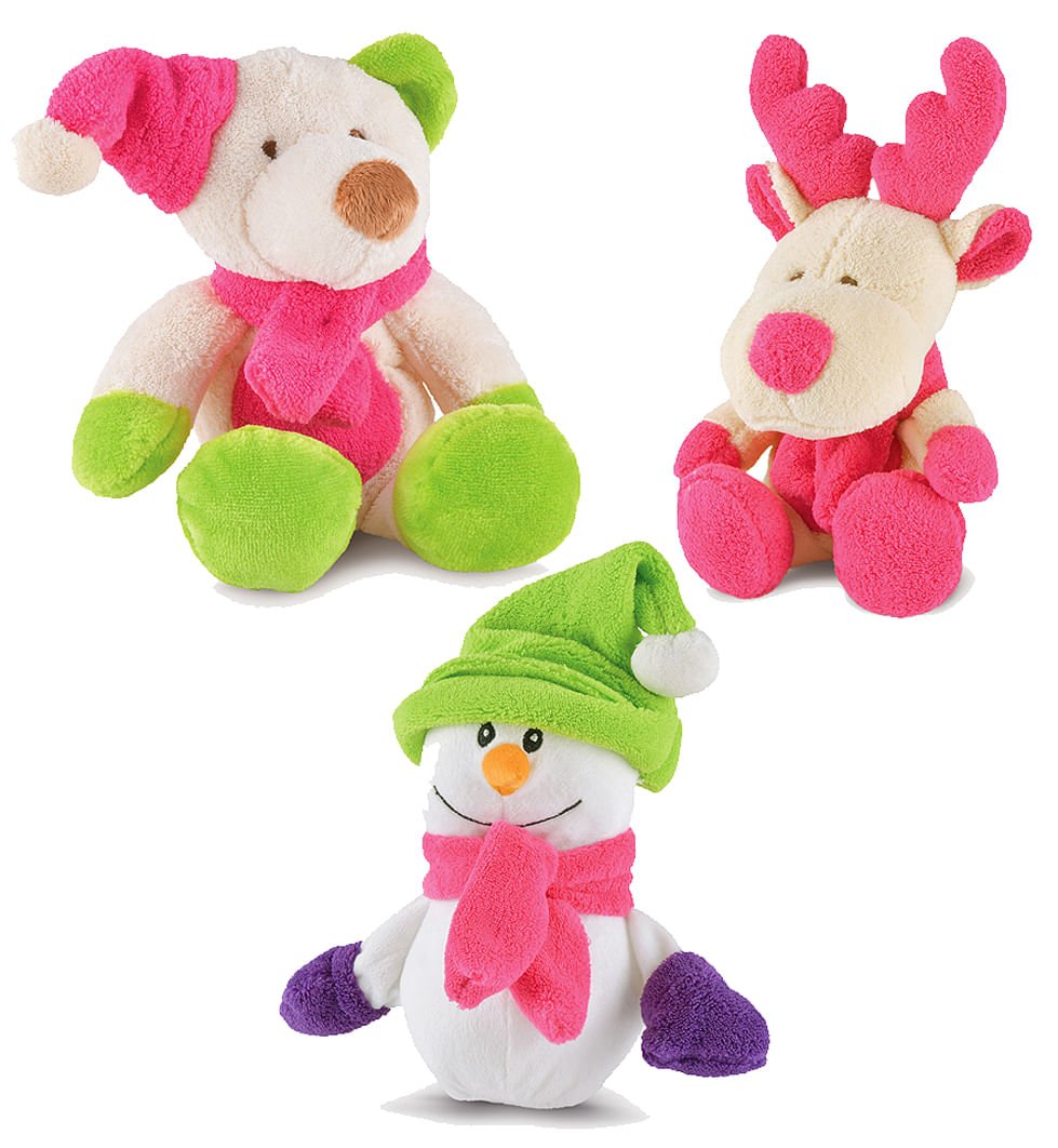 Jeffers Plush Bright Winter Pals Squeaker Dog Toys, 3 Pack