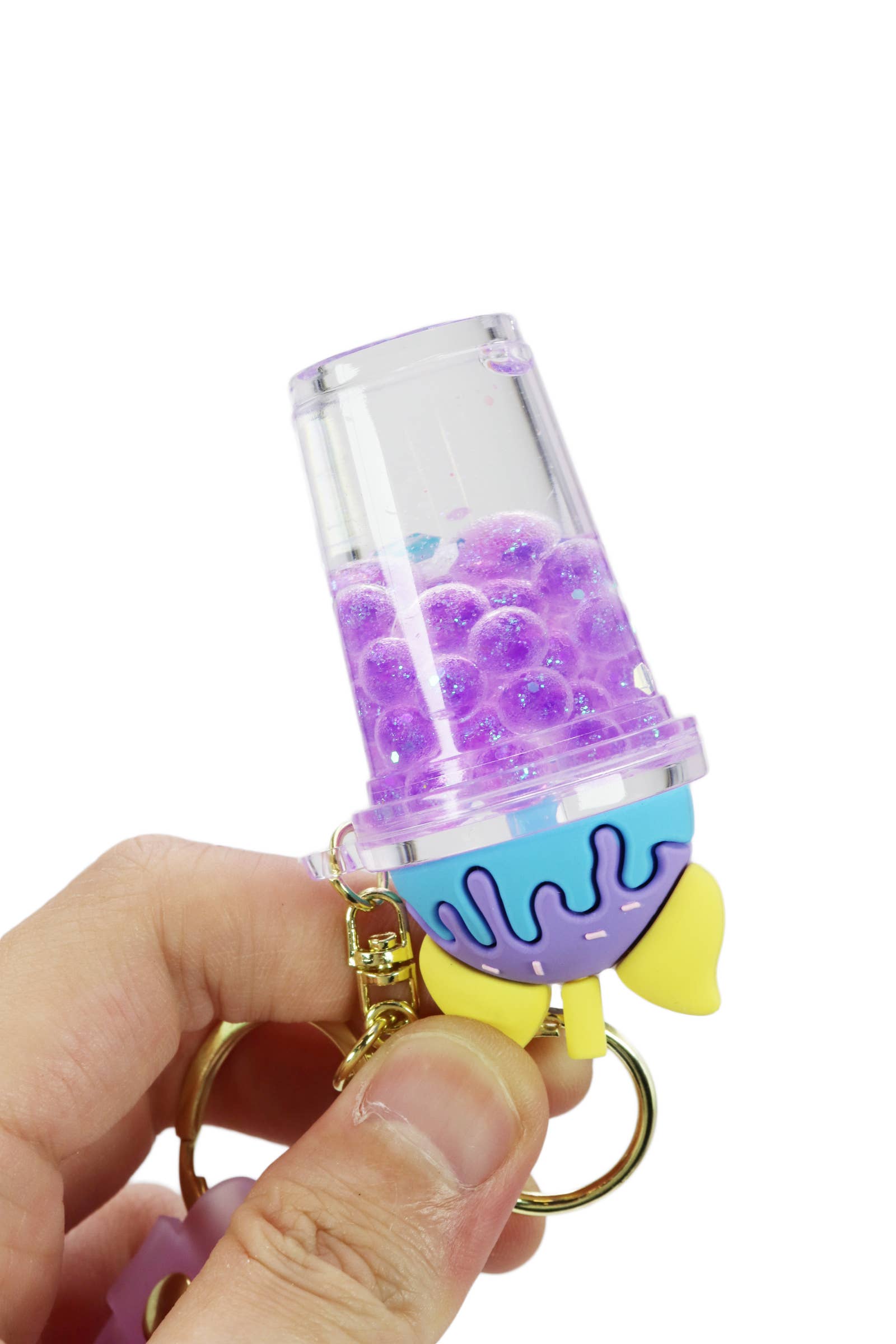 Ice Cream Boba Bubbles Liquid Filled Keychain