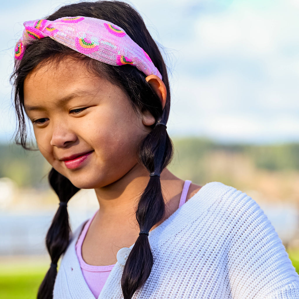 Kids Sequin Knot Headband - Rainbow
