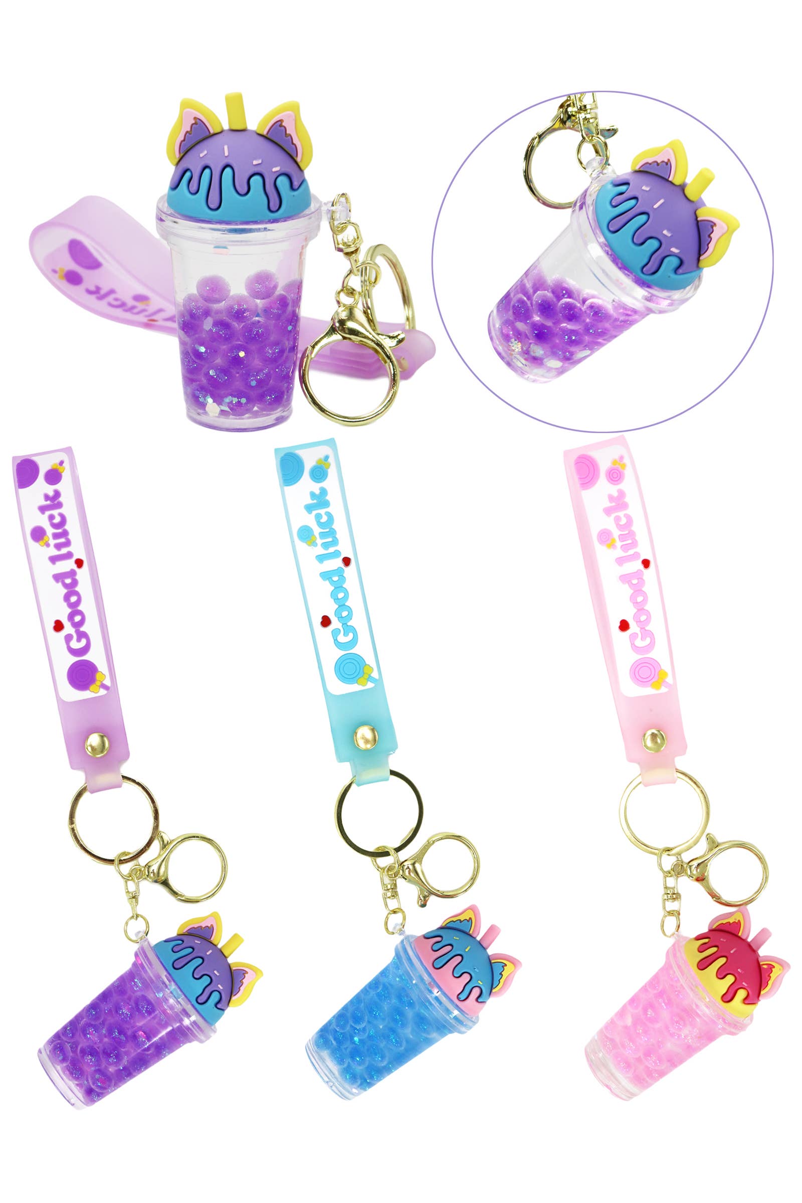 Ice Cream Boba Bubbles Liquid Filled Keychain
