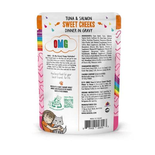 BFF OMG Adult Cat Sweet Cheeks Tuna and Salmon Wet Cat Pouch (3oz)