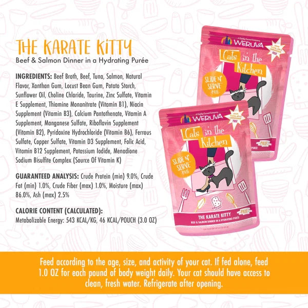 Cats in the Kitchen Paté The Karate Kitty Beef & Salmon Dinner in a Hydrating Purée (3oz)