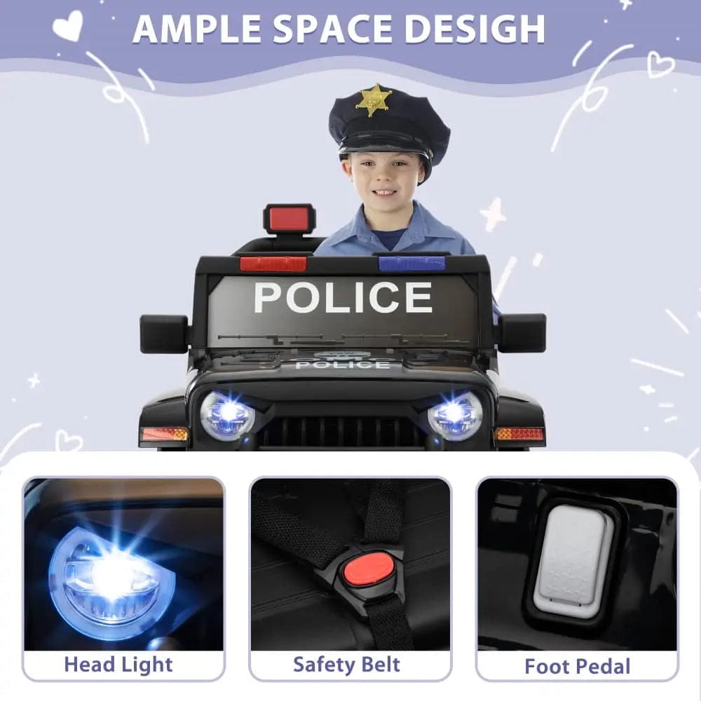 TOBBI 12V 2-Seater Electric Kids Off-Road Police Car