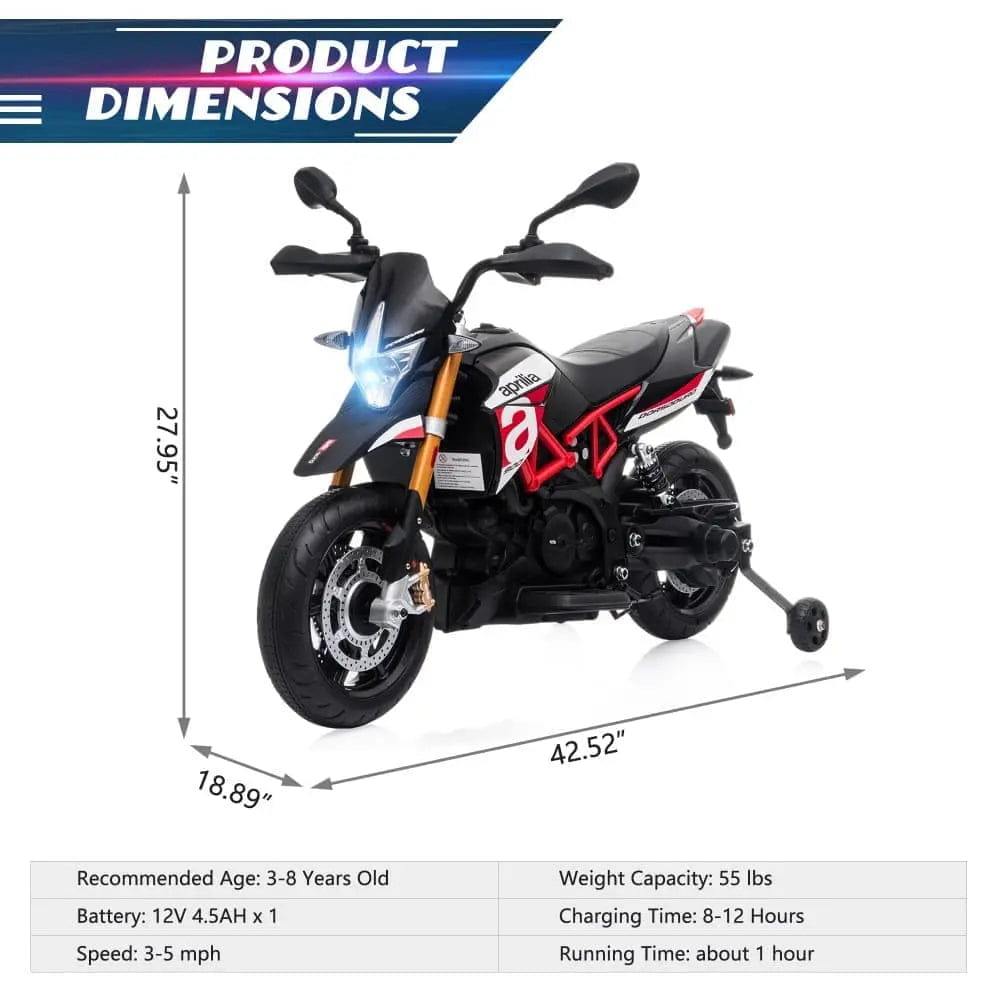 TOBBI 12V Electric Aprilia Licensed Kids Ride-On Motorcycle