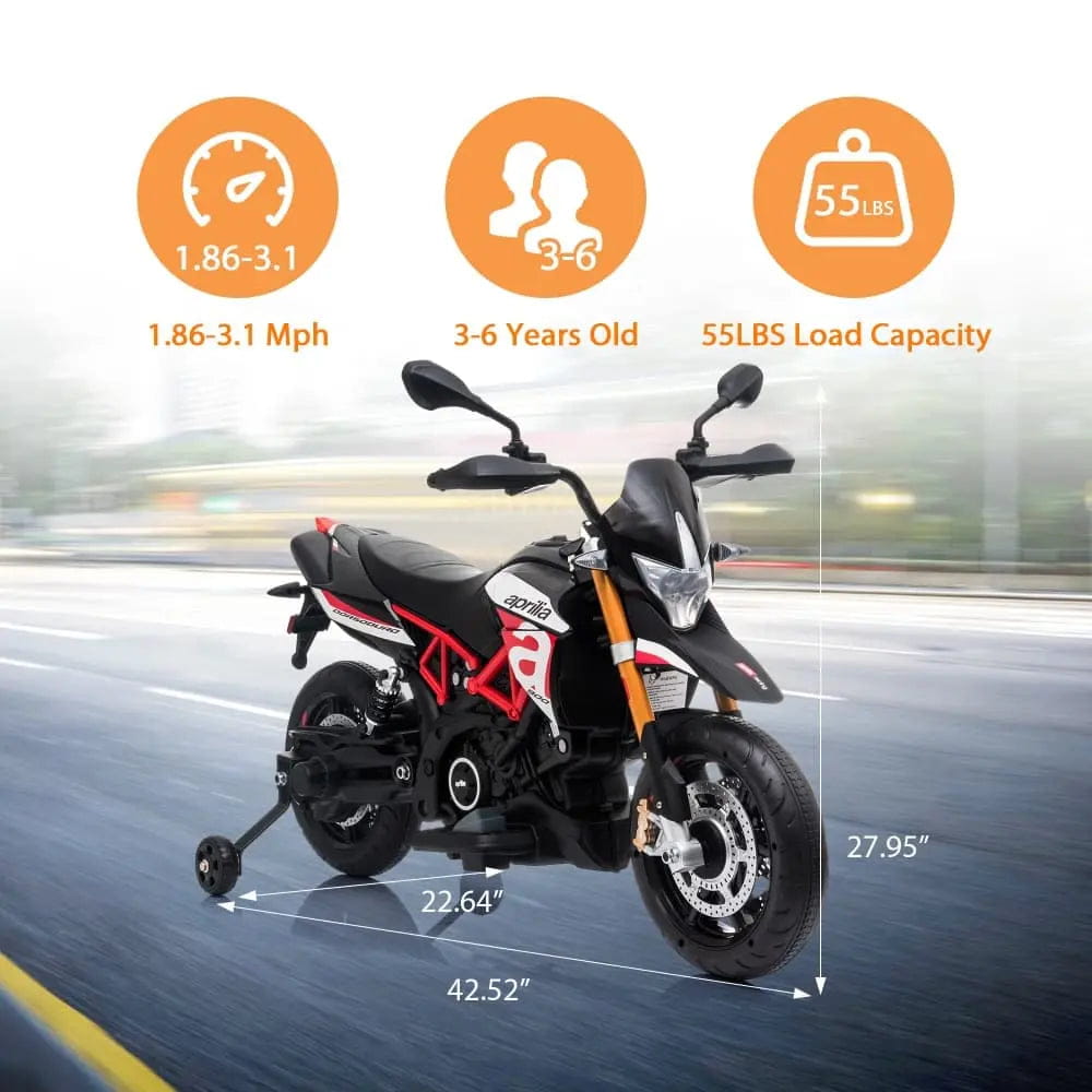 TOBBI 12V Electric Aprilia Licensed Kids Ride-On Motorcycle