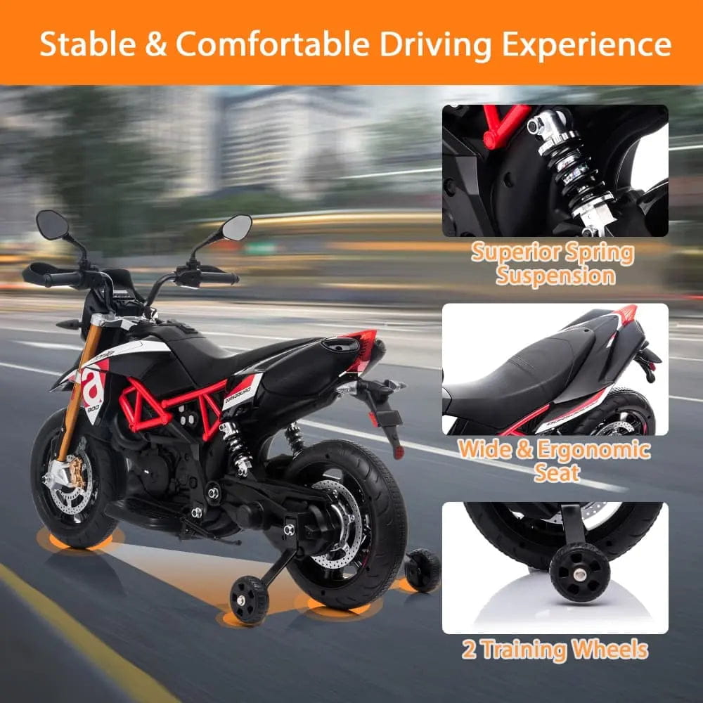 TOBBI 12V Electric Aprilia Licensed Kids Ride-On Motorcycle