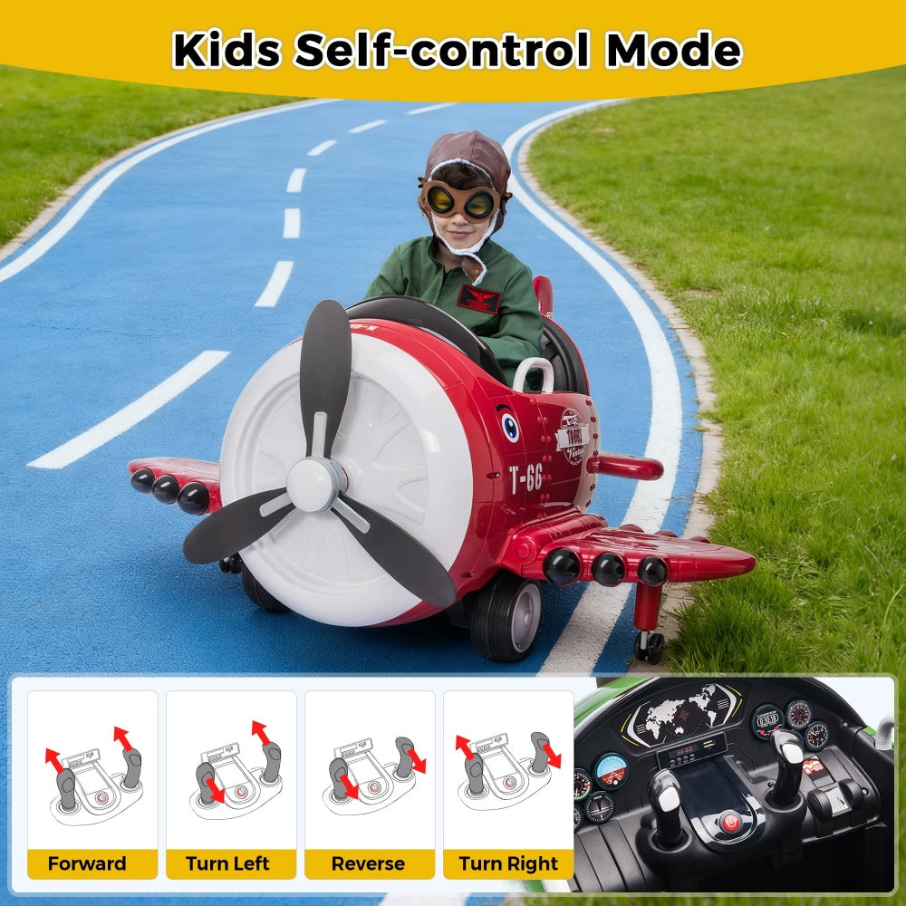 TOBBI 12V Electric Kids Ride-On Toy Airplane