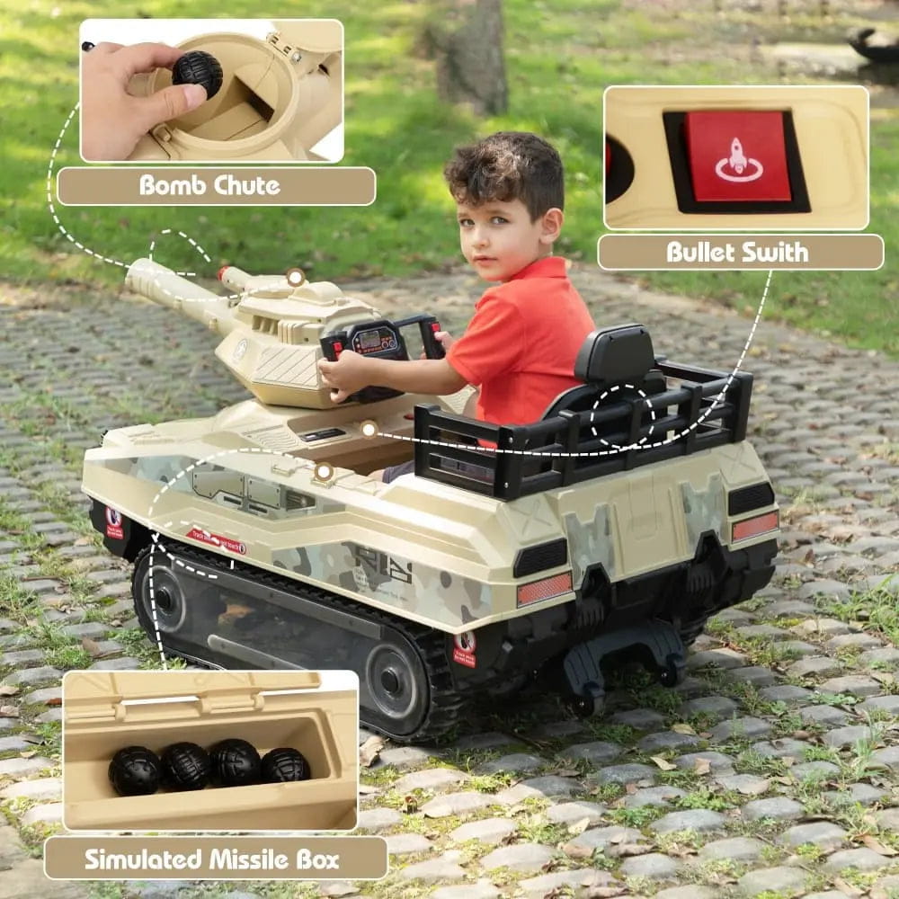 TOBBI 24V Electric Kids Ride-On Tank Car