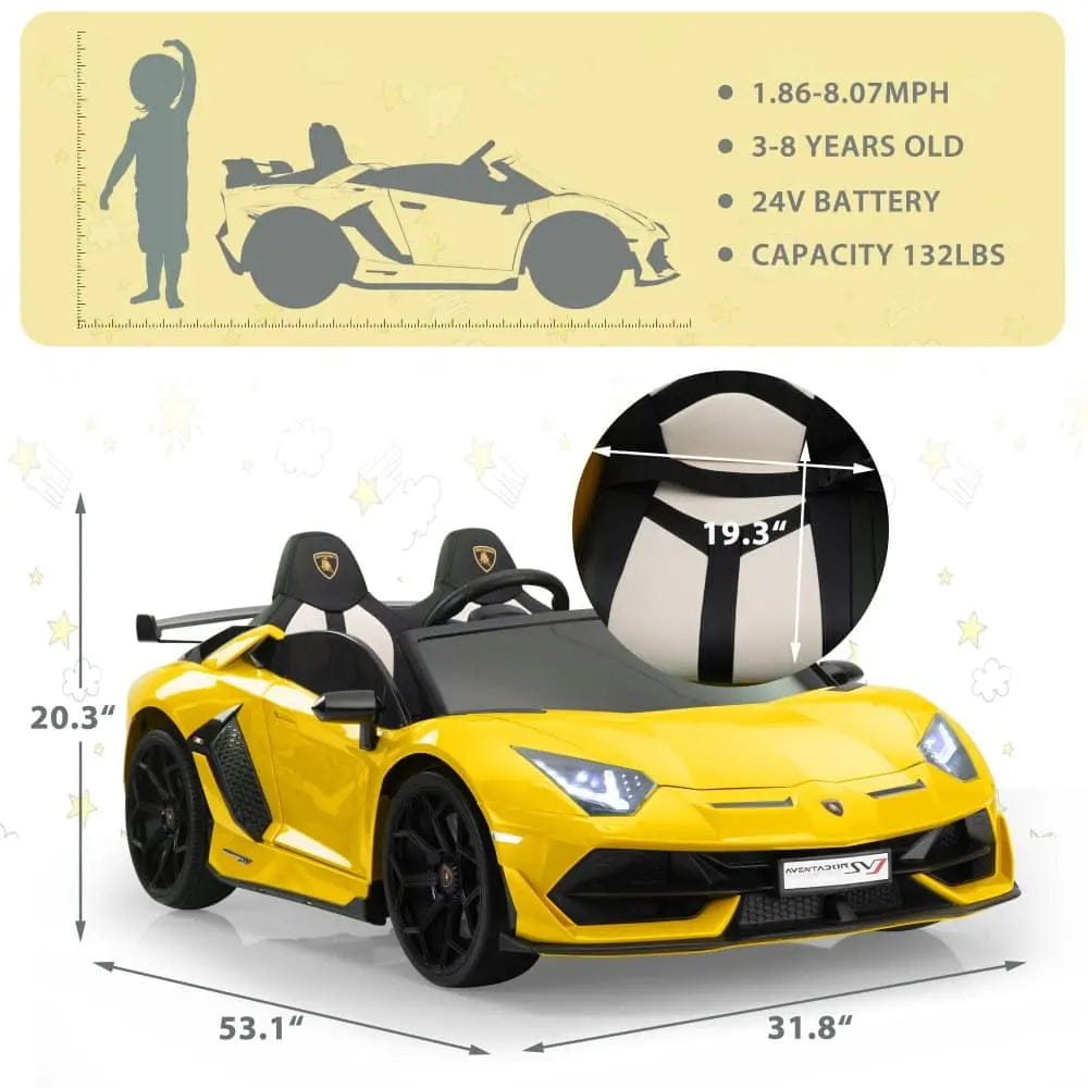 TOBBI 24V Licensed Lamborghini SVJ 2-Seater Electric Kids Ride On Drift Car