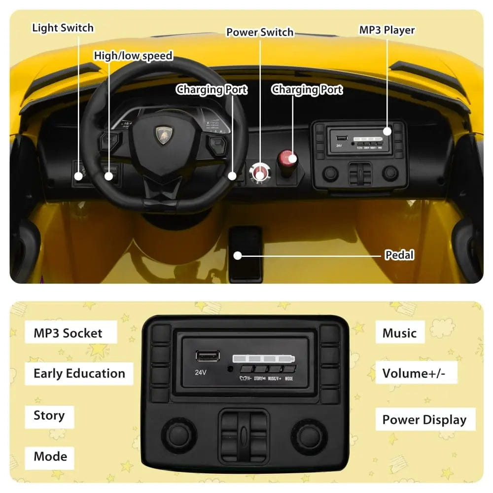TOBBI 24V Licensed Lamborghini SVJ 2-Seater Electric Kids Ride On Drift Car
