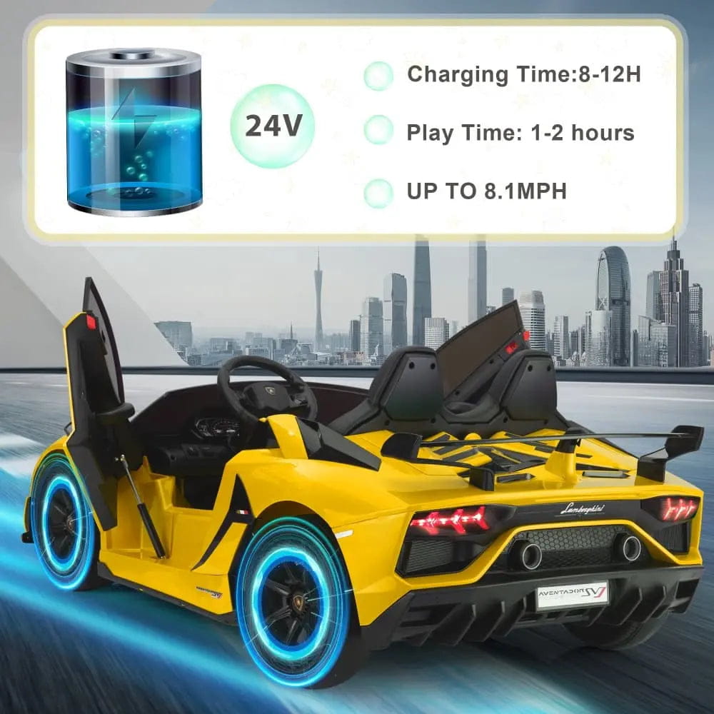 TOBBI 24V Licensed Lamborghini SVJ 2-Seater Electric Kids Ride On Drift Car
