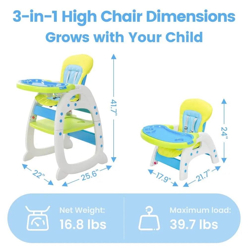TOBBI & NYEEKOY 3-in-1 Convertible Toddler Highchair with Table