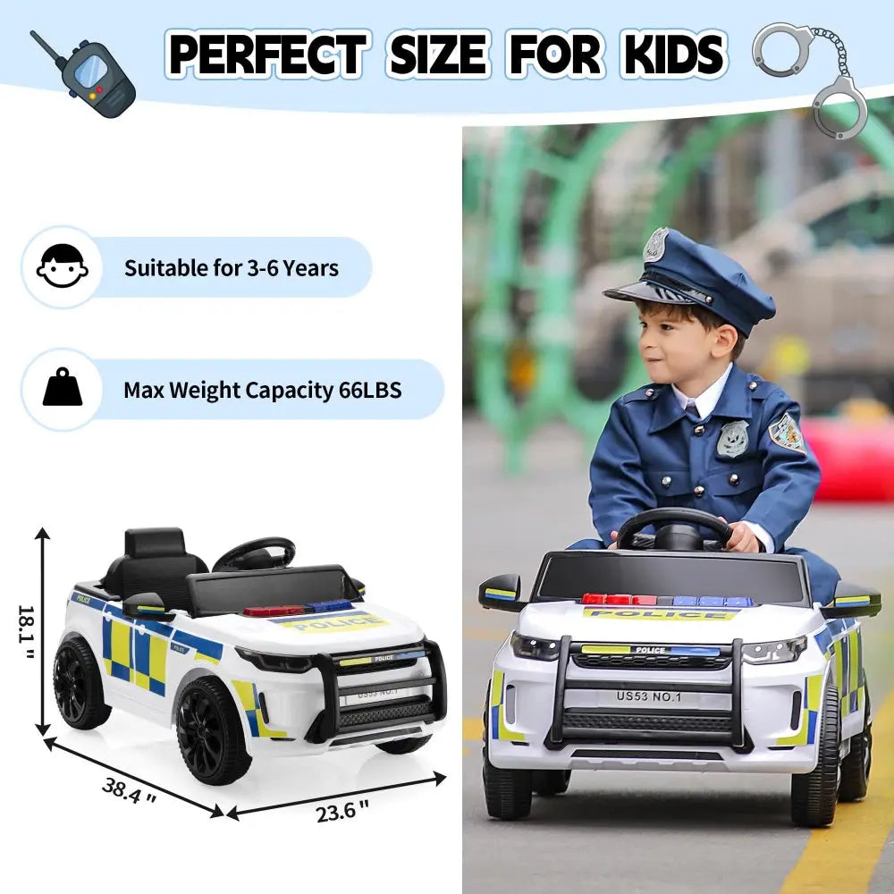 TOBBI 6V Electric Kids Ride-On Police Car