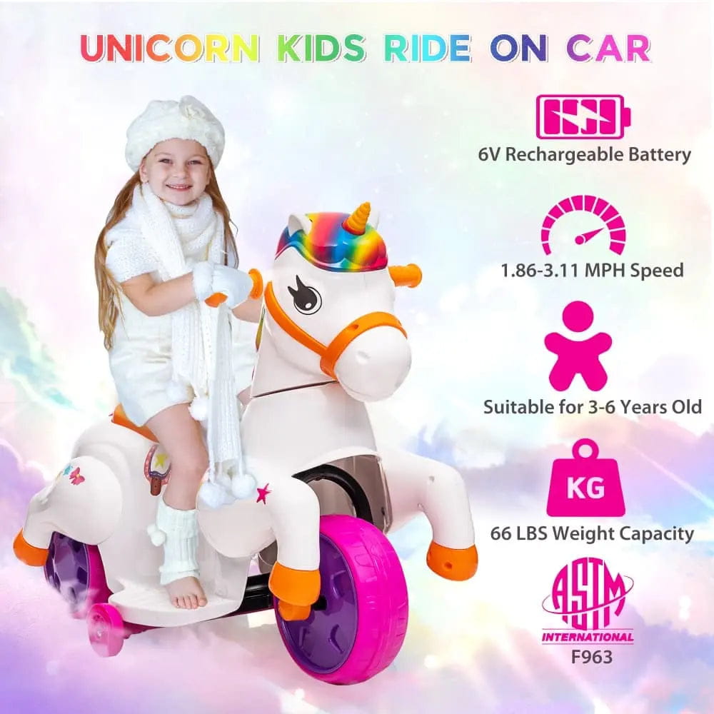 TOBBI 6V Electric Kids Unicorn Ride-On Car
