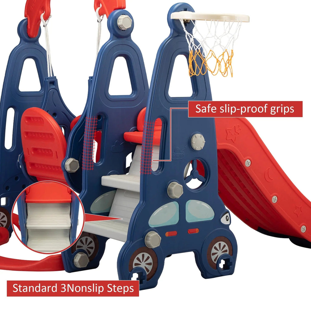 TOBBI & NYEEKOY 3-in-1 Car-Themed Toddler Slide and Swing Set