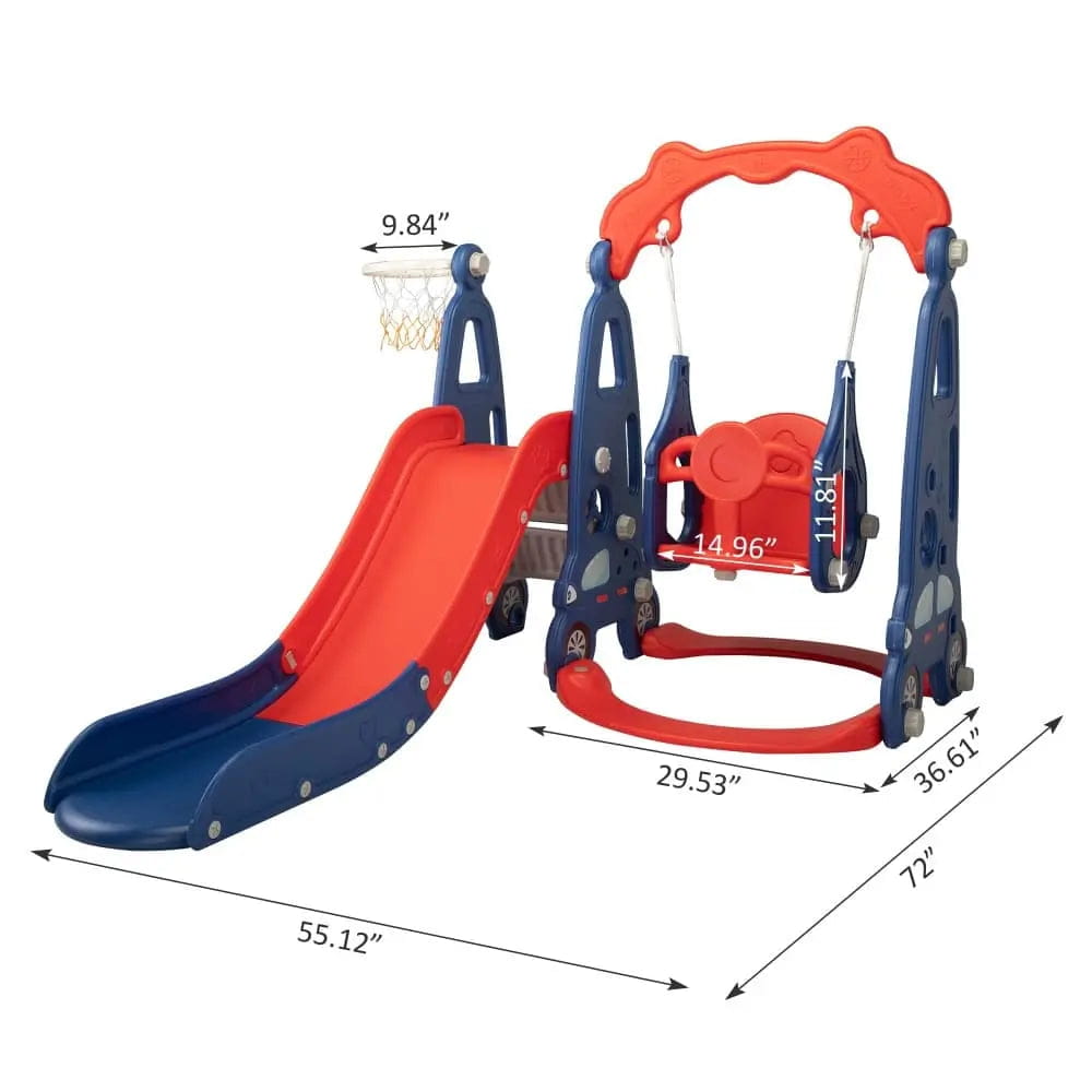 TOBBI & NYEEKOY 3-in-1 Car-Themed Toddler Slide and Swing Set