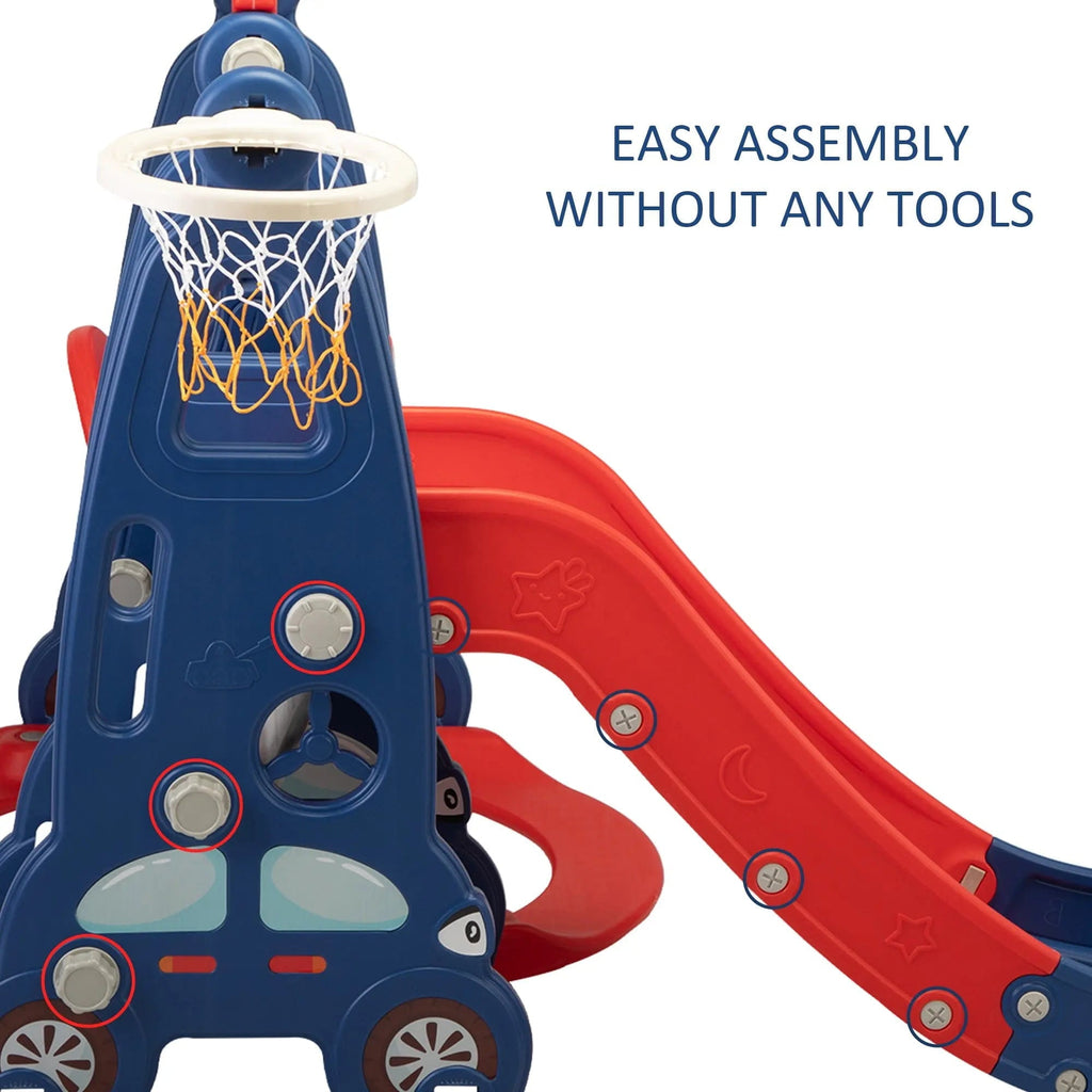 TOBBI & NYEEKOY 3-in-1 Car-Themed Toddler Slide and Swing Set