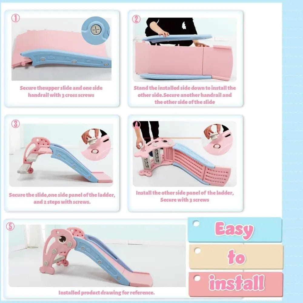 TOBBI & NYEEKOY 3-in-1 Dolphin-Themed Toddler Slide Set