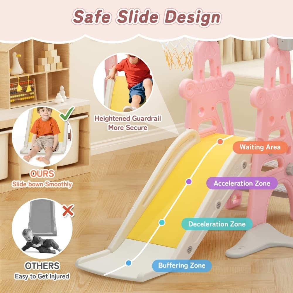 TOBBI & NYEEKOY 4-in-1 Toddler Slide and Swing Playset with Hoop