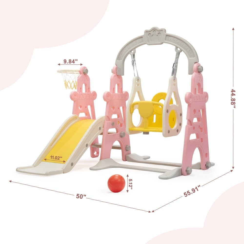 TOBBI & NYEEKOY 4-in-1 Toddler Slide and Swing Playset with Hoop