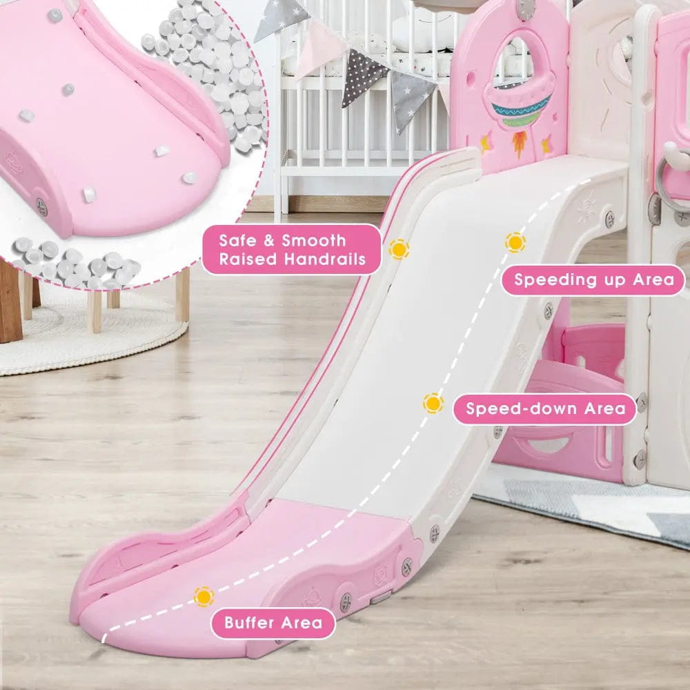 TOBBI & NYEEKOY 9-in-1 Large Rocket-Themed Toddler Climber Slide