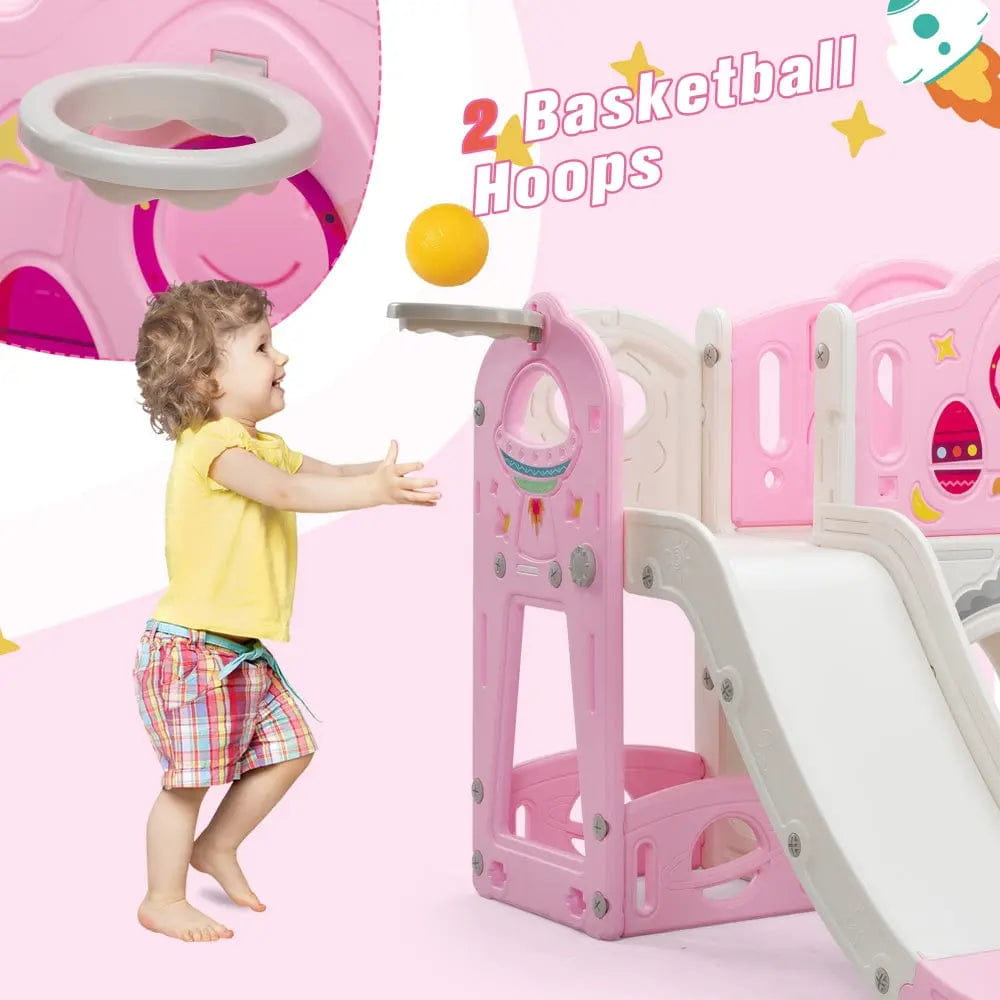 TOBBI & NYEEKOY 9-in-1 Large Rocket-Themed Toddler Climber Slide
