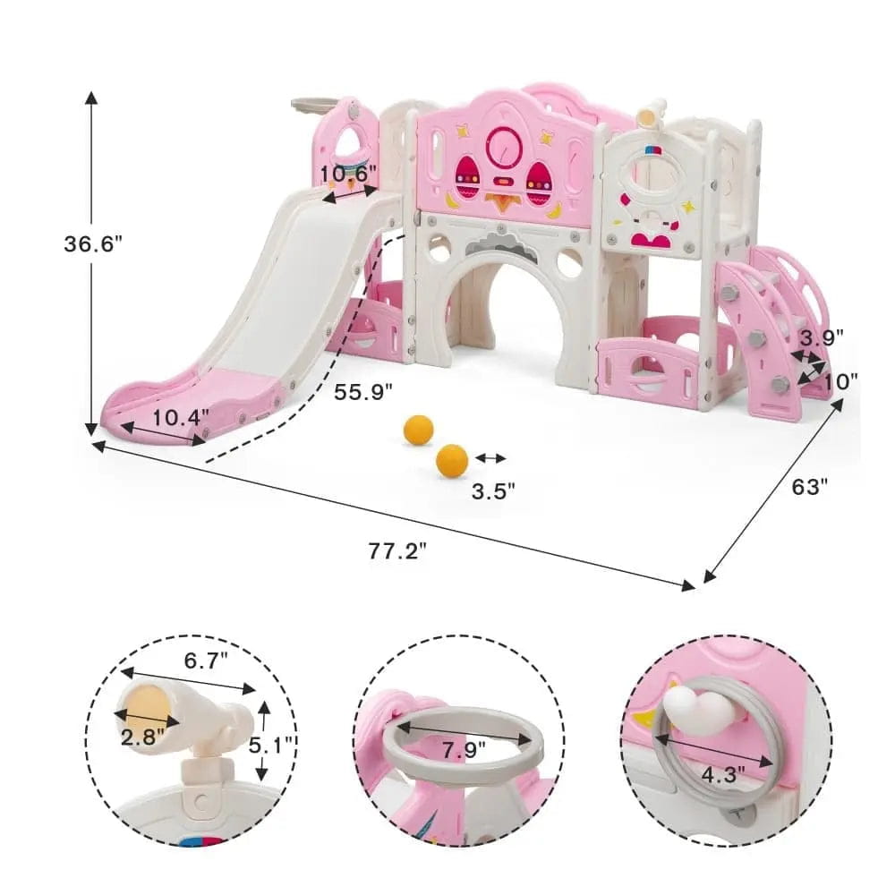 TOBBI & NYEEKOY 9-in-1 Large Rocket-Themed Toddler Climber Slide