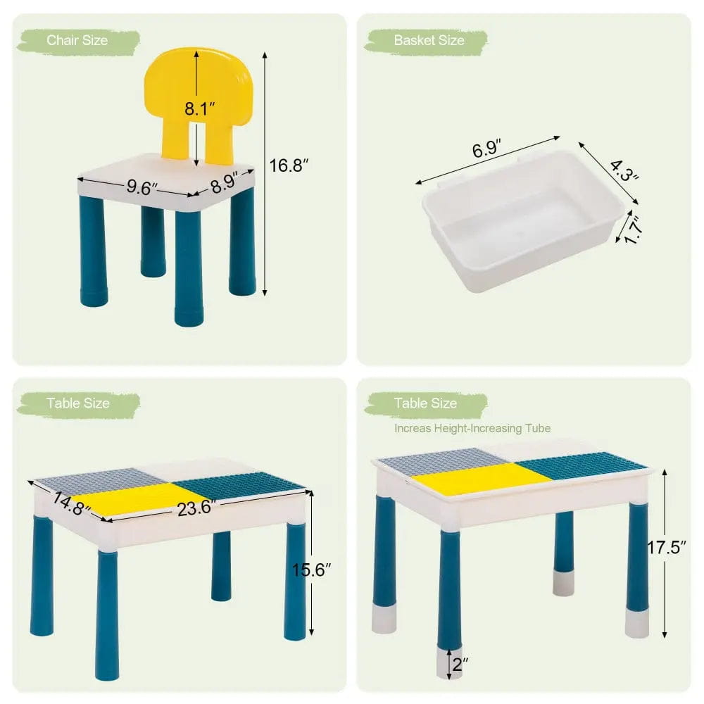 TOBBI & NYEEKOY Multi-Function Rectangular Kids Activity Table Set
