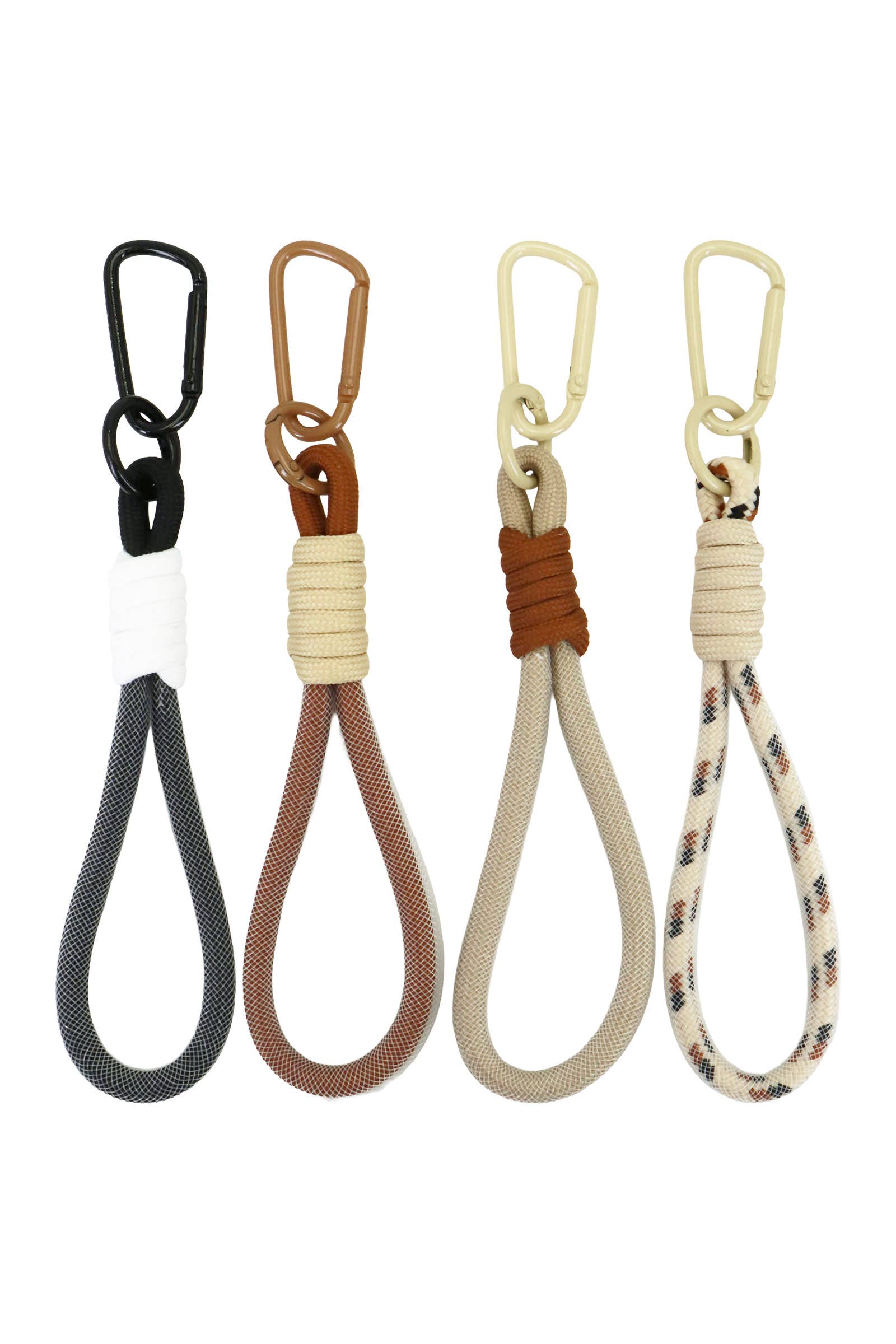 Soft Neutral Toned Mesh Lined Rope Lanyard Keychain