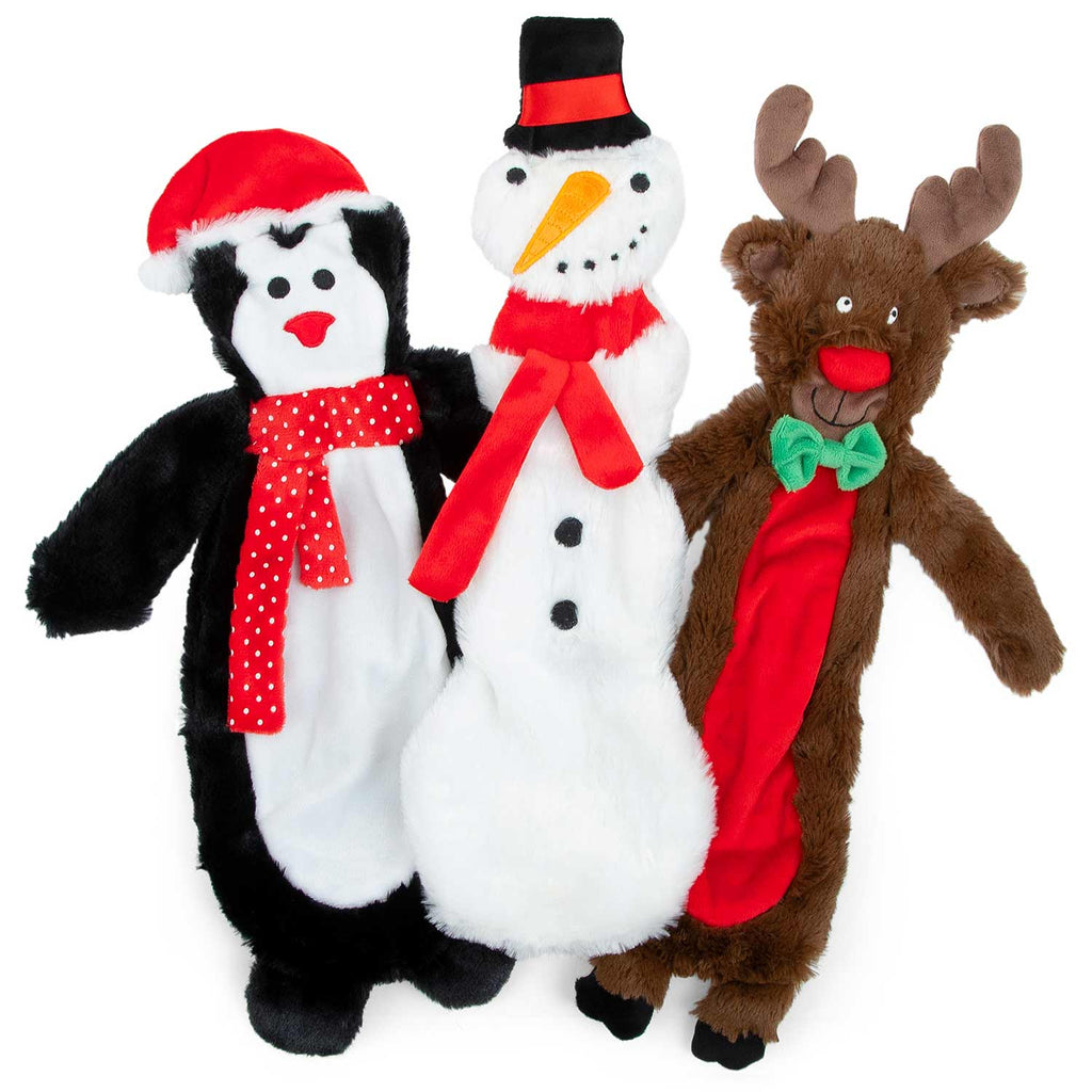 Jeffers Pet Christmas Characters Unstuffed Plush Squeaker Dog Toys, 12 inch