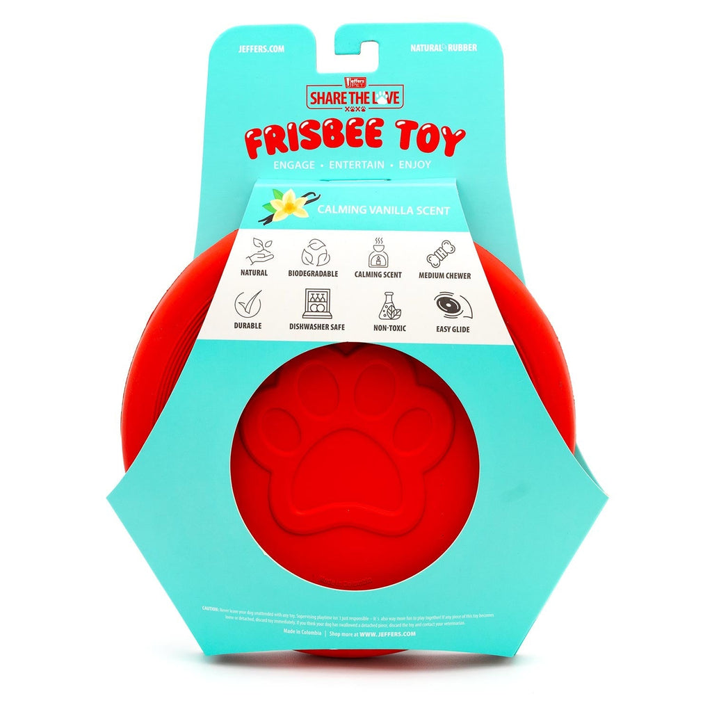 Jeffers Red Paw Frisbee Natural Rubber Dog Toy for Fetching & Chewing